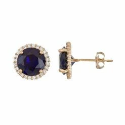 Designs By Gioelli 10k Gold Lab-Created Blue & White Sapphire Halo Stud Earrings