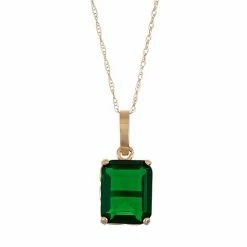 Designs By Gioelli 10k Gold Simulated Emerald Rectangle Pendant Necklace