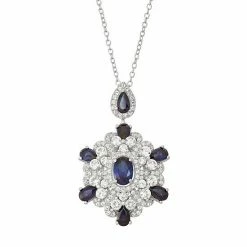 Designs By Gioelli Sterling Silver Lab-Created Blue & White Sapphire Pendant Necklace