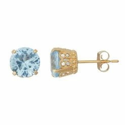 Designs By Gioelli 10k Gold Lab-Created Aquamarine & Diamond Stud Earrings