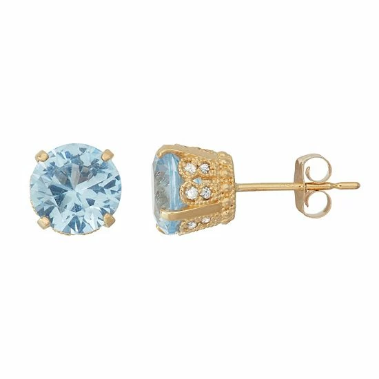 Designs by Gioelli 10k Gold Lab-Created Aquamarine & Diamond Stud Earrings Designs By Gioelli 10k Gold Lab-Created Aquamarine & Diamond Stud Earrings -Designs by Gioelli Shop unnamed file 1696