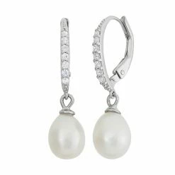 Designs By Gioelli Freshwater Cultured Pearl & Cubic Zirconia Sterling Silver Drop Earrings