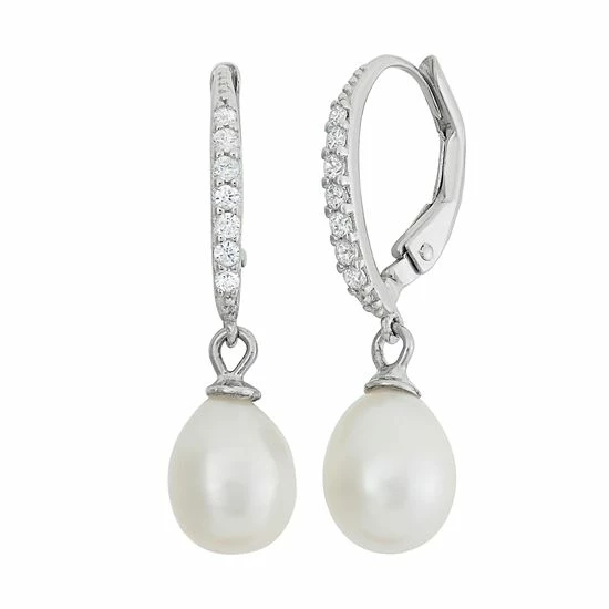 Designs By Gioelli Freshwater Cultured Pearl & Cubic Zirconia Sterling Silver Drop Earrings 3 Designs By Gioelli Freshwater Cultured Pearl & Cubic Zirconia Sterling Silver Drop Earrings