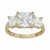 Designs By Gioelli 10k Gold 3-Stone Princess Cut Cubic Zirconia Ring Yellow