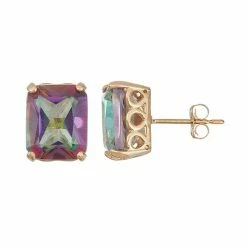 Designs By Gioelli 10k Gold Mystic Topaz Rectangle Stud Earrings