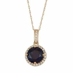 Designs By Gioelli 10k Gold Lab-Created Blue & White Sapphire Halo Pendant Necklace