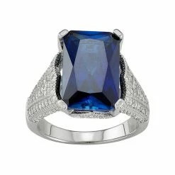 Designs By Gioelli Sterling Silver Lab-Created Blue & White Sapphire Ring