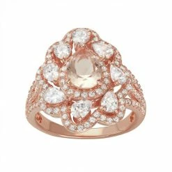 Designs By Gioelli 14k Rose Gold Over Silver Simulated Morganite & Cubic Zirconia Scalloped Ring