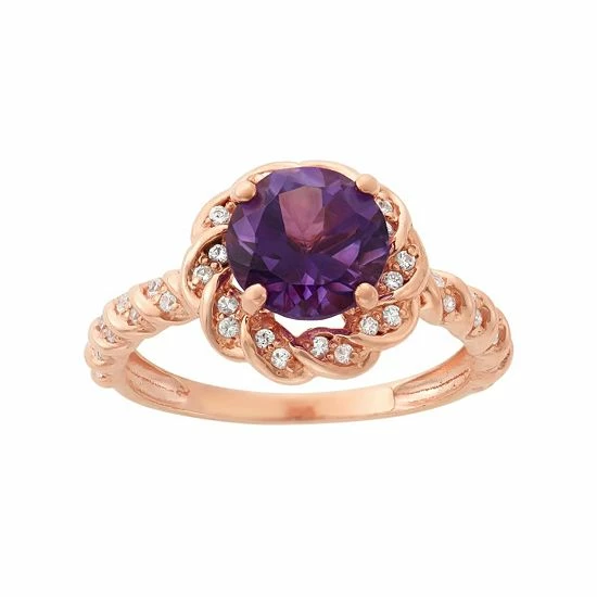 Designs by Gioelli Amethyst and Lab-Created White Sapphire 14k Rose Gold Over Silver Halo Ring Designs By Gioelli Amethyst And Lab-Created White Sapphire 14k Rose Gold Over Silver Halo Ring -Designs by Gioelli Shop unnamed file 1734