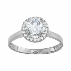 Designs By Gioelli 10k White Gold Cubic Zirconia Halo Ring