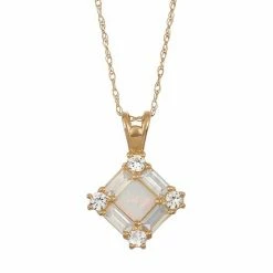 Designs By Gioelli 10k Gold Lab-Created Opal & White Sapphire Pendant Necklace