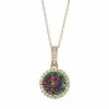 Designs By Gioelli 10k Gold Mystic Topaz & Lab-Created White Sapphire Halo Pendant Necklace