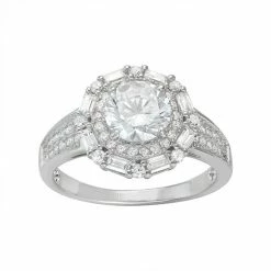 Designs By Gioelli Sterling Silver Cubic Zirconia Tiered Halo Ring