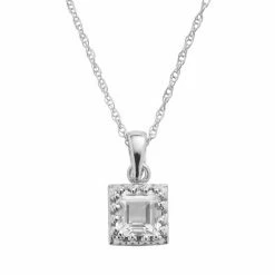 Designs By Gioelli Sterling Silver Lab-Created White Sapphire Square Pendant