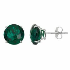 Designs By Gioelli Lab-Created Emerald 10k White Gold Stud Earrings