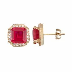 Designs By Gioelli 10k Gold Lab-Created Ruby & White Sapphire Octagon Stud Earrings