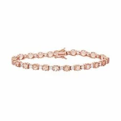 Designs By Gioelli 14k Rose Gold Over Silver Simulated Morganite & Lab-Created White Sapphire Tennis Bracelet