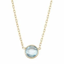 Designs By Gioelli 10k Gold Lab-Created Aquamarine Circle Pendant Necklace