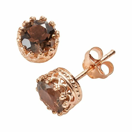 Designs by Gioelli 14k Rose Gold Over Silver Smoky Quartz Crown Stud Earrings Designs By Gioelli 14k Rose Gold Over Silver Smoky Quartz Crown Stud Earrings -Designs by Gioelli Shop unnamed file 233