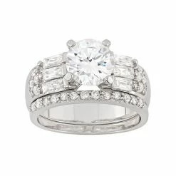 Designs By Gioelli Cubic Zirconia Engagement Ring Set In Sterling Silver