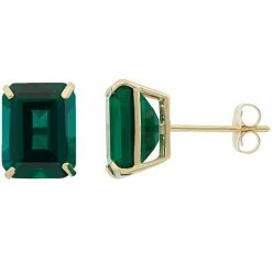 Designs By Gioelli 10k Gold Lab-Created Emerald Cut Solitaire Stud Earrings