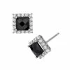 Designs By Gioelli Sterling Silver Onyx And Lab-Created White Sapphire Square Halo Stud Earrings