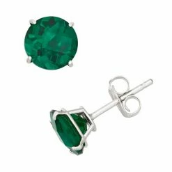 Designs By Gioelli Lab-Created Emerald 10k White Gold Stud Earrings