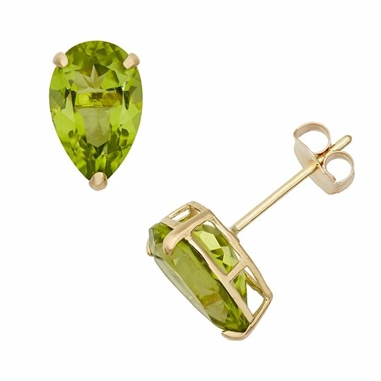 Designs By Gioelli Peridot 10k Gold Teardrop Stud Earrings 3 Designs By Gioelli Peridot 10k Gold Teardrop Stud Earrings