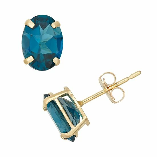 Designs By Gioelli London Blue Topaz 10k Gold Oval Stud Earrings 3 Designs By Gioelli London Blue Topaz 10k Gold Oval Stud Earrings