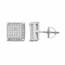 Designs By Gioelli Men's Sterling Silver Cubic Zirconia Square Stud Earrings