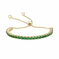 Designs By Gioelli 14k Gold Over Silver Simulated Emerald Lariat Bracelet