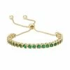 Designs By Gioelli 14k Gold Over Silver Simulated Emerald S-Link Lariat Bracelet