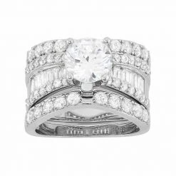 Designs By Gioelli Sterling Silver Cubic Zirconia Engagement Ring Set