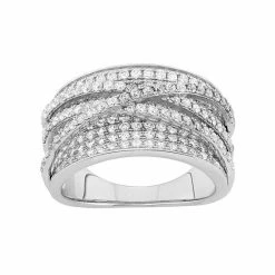 Designs By Gioelli Sterling Silver Cubic Zirconia Crisscross Ring