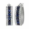 Designs By Gioelli Sterling Silver Lab-Created Blue And White Sapphire Hoop Earrings