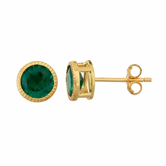 Designs by Gioelli 14k Gold Over Silver Lab-Created Emerald Milgrain Stud Earrings Designs By Gioelli 14k Gold Over Silver Lab-Created Emerald Milgrain Stud Earrings -Designs by Gioelli Shop unnamed file 357