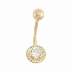 Designs By Gioelli 10k Gold Cubic Zirconia Halo Belly Ring