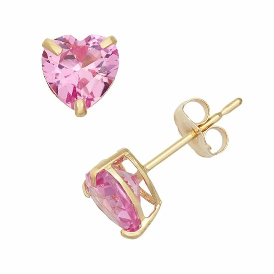 Designs by Gioelli Lab-Created Pink Sapphire 10k Gold Heart Stud Earrings Designs By Gioelli Lab-Created Pink Sapphire 10k Gold Heart Stud Earrings -Designs by Gioelli Shop unnamed file 368