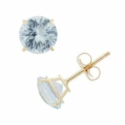 Designs By Gioelli Lab-Created Aquamarine 10k Gold Stud Earrings