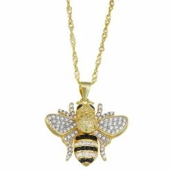 Designs By Gioelli 14k Gold Over Silver Lab-Created White Sapphire Bee Pendant Necklace
