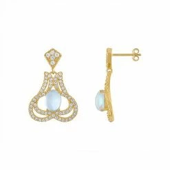 Designs By Gioelli 14k Gold Over Silver White Opal Dangle Earrings