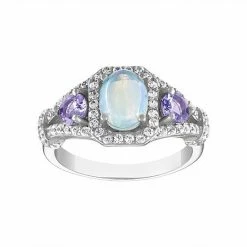 Designs By Gioelli Sterling Silver White Opal & Tanzanite Ring