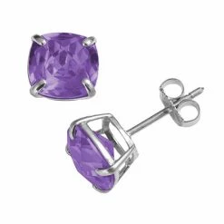 Designs By Gioelli Sterling Silver Amethyst Stud Earrings