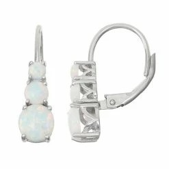 Designs By Gioelli Sterling Silver Lab-Created Opal Graduated Drop Earrings