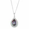 Designs By Gioelli Sterling Silver Mystic Fire Topaz & Cubic Zirconia Teardrop Halo Pendant