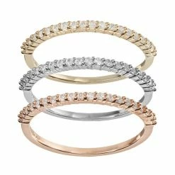 Designs By Gioelli Lab-Created White Sapphire Two Tone 14k Gold Over Silver And Sterling Silver Stack Ring Set