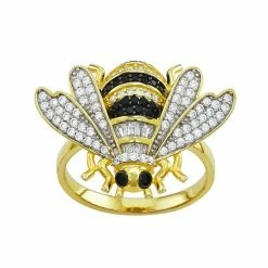 Designs By Gioelli Sterling Silver Lab-Created White Sapphire Bee Ring