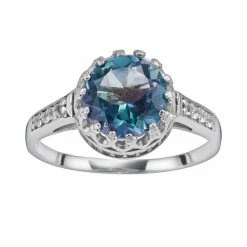 Designs By Gioelli Sterling Silver Rainbow Blue Quartz And Lab-Created White Sapphire Crown Ring