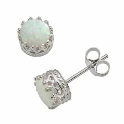 Designs By Gioelli Sterling Silver Lab-Created Opal Stud Earrings