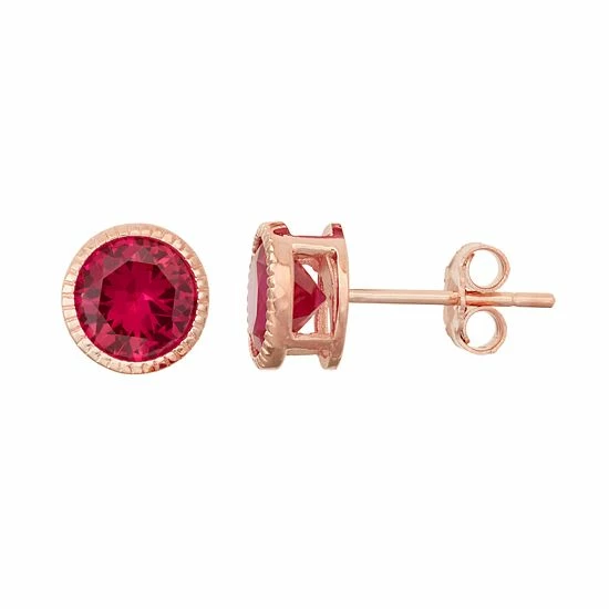 Designs By Gioelli 14k Rose Gold Over Silver Lab-Created Ruby Stud Earrings 3 Designs By Gioelli 14k Rose Gold Over Silver Lab-Created Ruby Stud Earrings